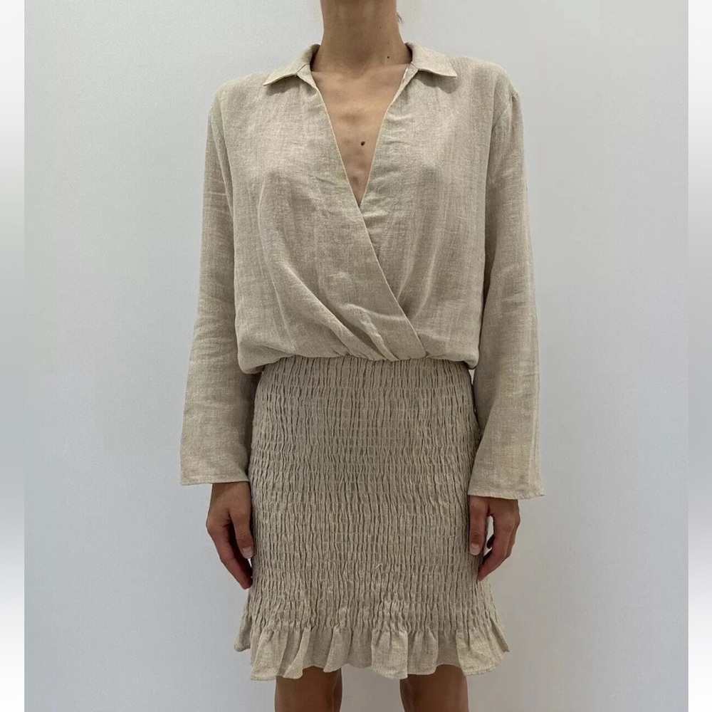 Zara Elegant Beige Wrap Valery Dress - Picture 3 of 9